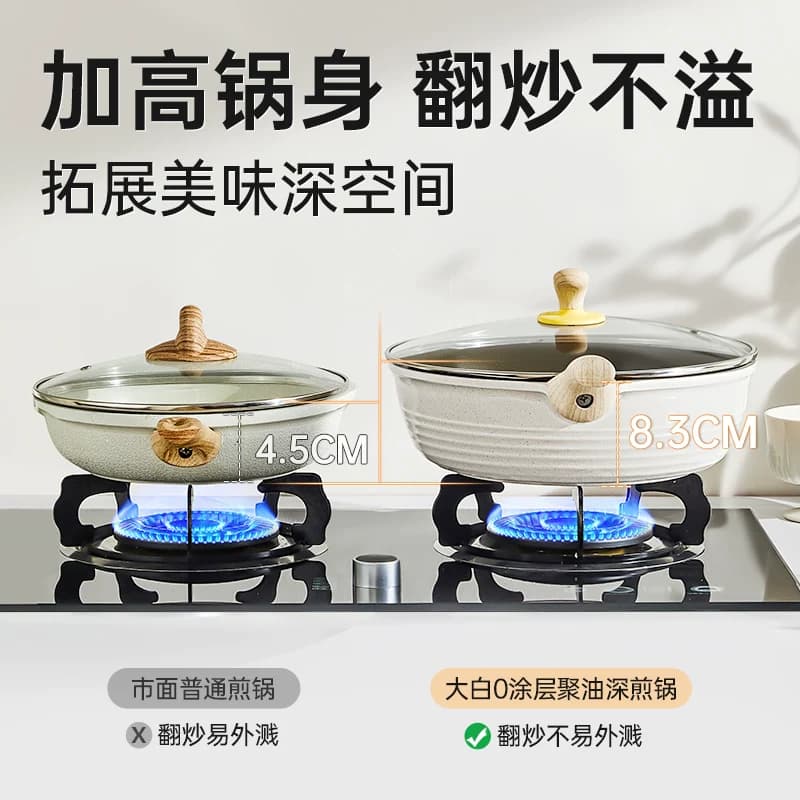 炊大皇平底锅家用不粘锅无氟无涂层电磁炉煤气灶专用炒菜锅深煎锅 - 缩略图5