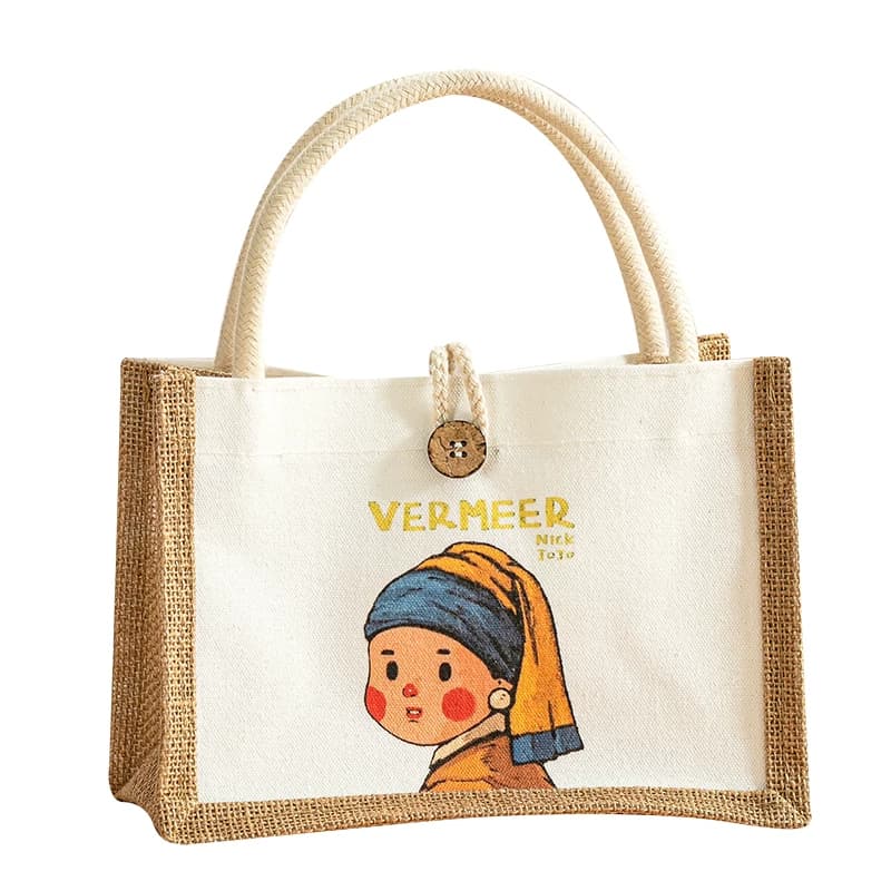 亚麻手提袋女时尚外出定制伴手礼礼品上班通勤饭盒麻布袋子帆布包 - 缩略图5