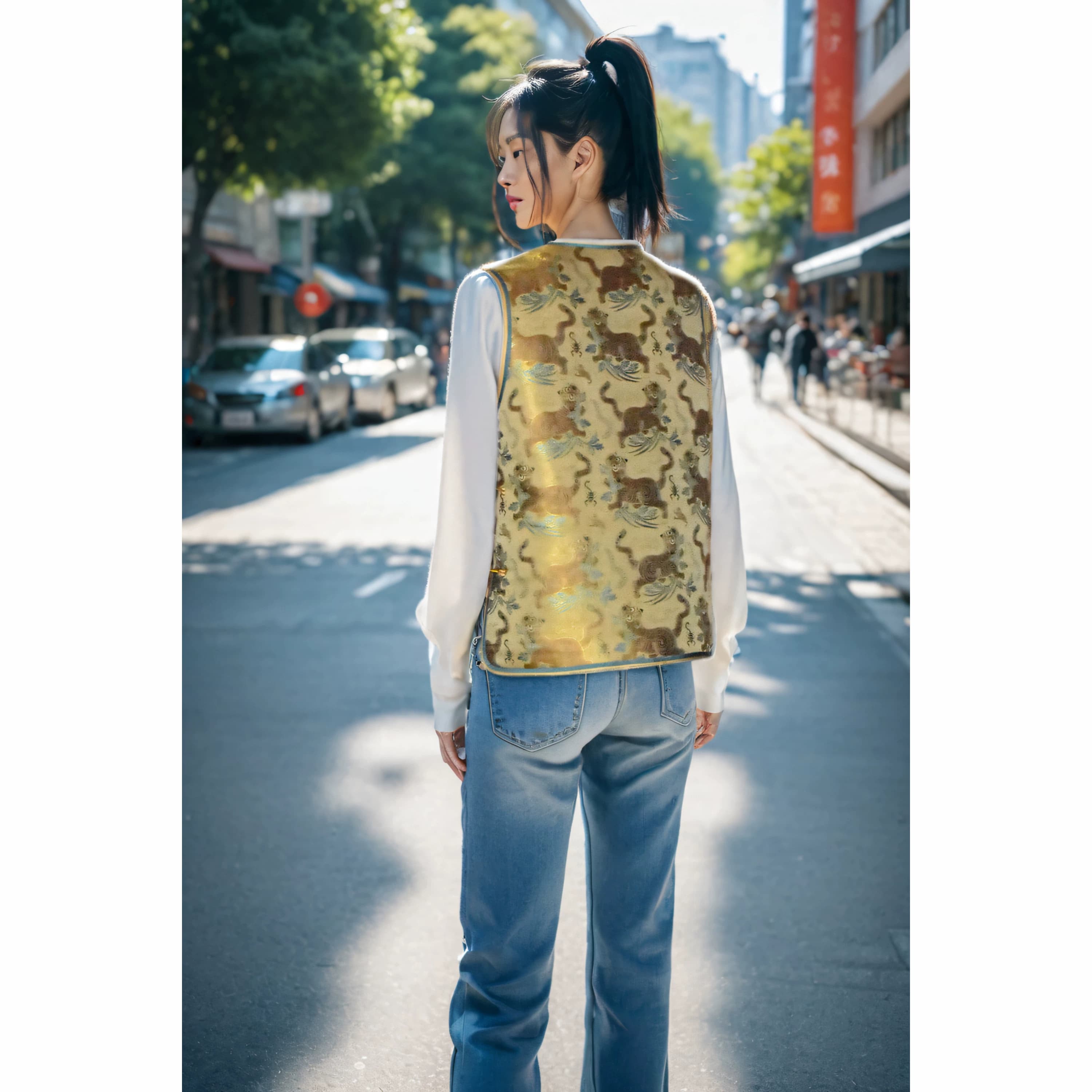 钱小萍虎镇五毒宋锦布料马甲真丝桑蚕丝面料对襟马夹定制衣服裁缝 - 缩略图4