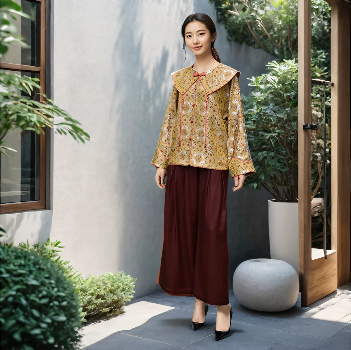 钱小萍兔戏蹴鞠名家宋锦外套真丝桑蚕丝布料上衣定制衣服裁缝 - 缩略图2