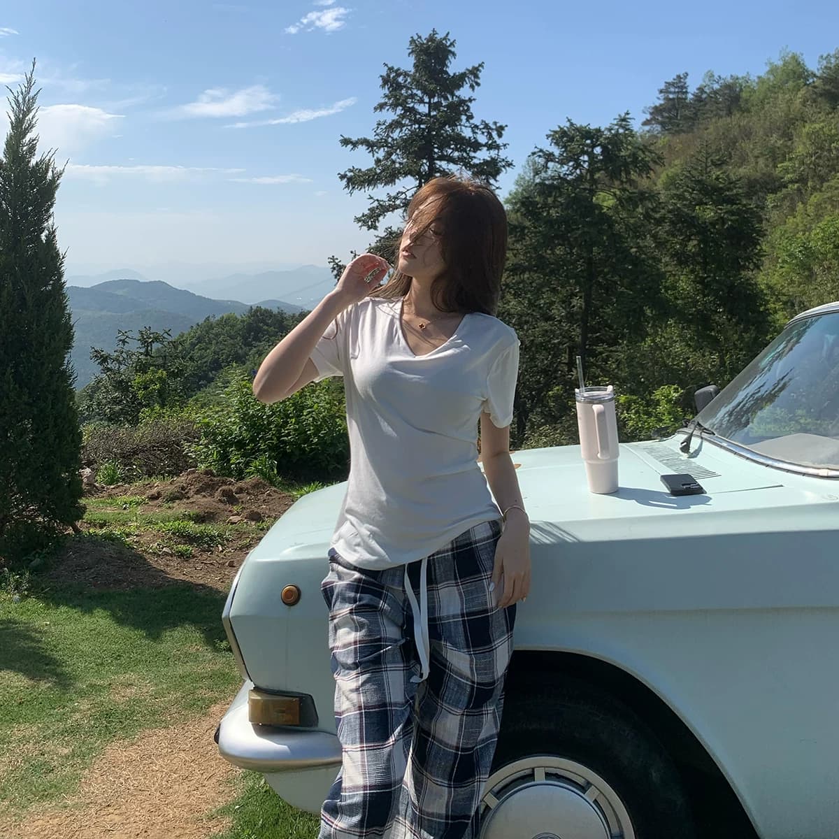sunn21 冰爽莱赛尔可斜肩短袖T恤女夏季显瘦限量款休闲上衣露肩 - 缩略图2