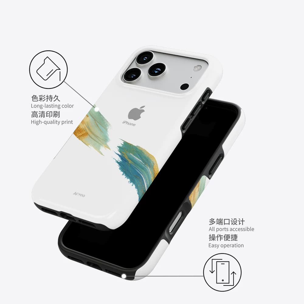 Acvoo油画油漆蓝色红色iPhone17适用于16苹果15不掉漆14可水洗13环保12双层全包air防摔手机壳 - 缩略图3