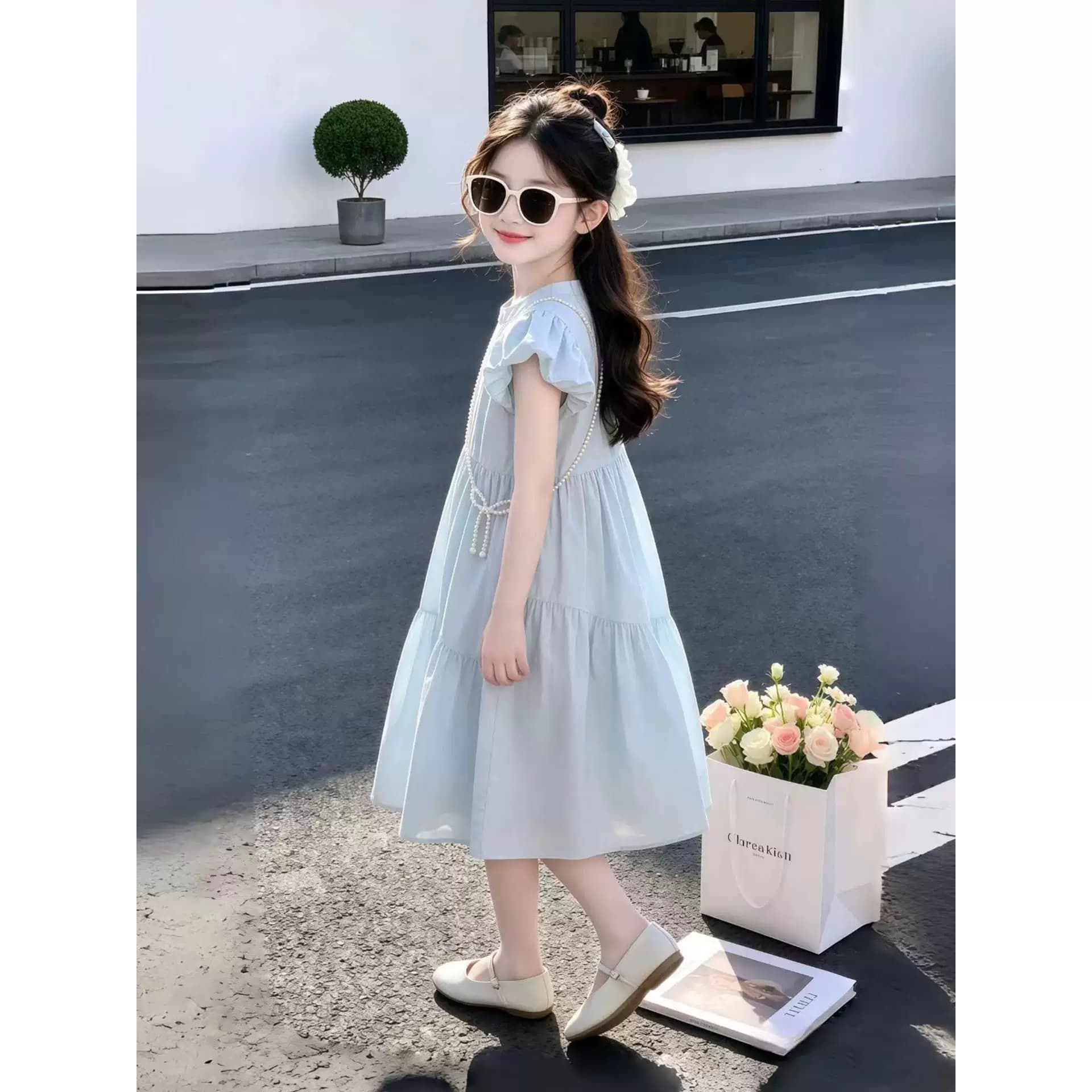 女童连衣裙2026夏季新款韩版时尚儿童棉布裙女孩泡泡袖高级感裙子 - 缩略图3