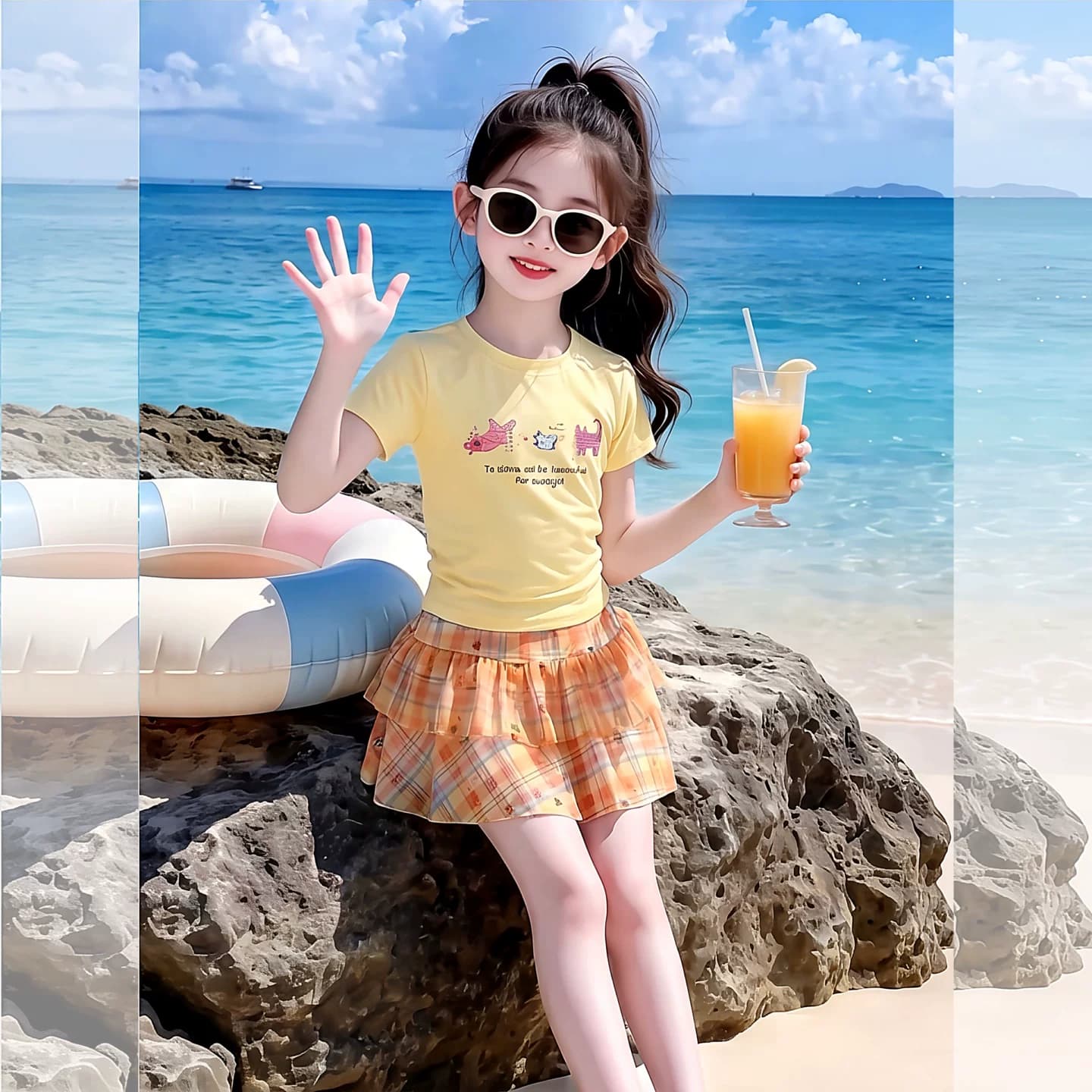 女童夏季泳衣套装儿童女孩超好看分体式游泳衣中大童度假风游泳装 - 缩略图4