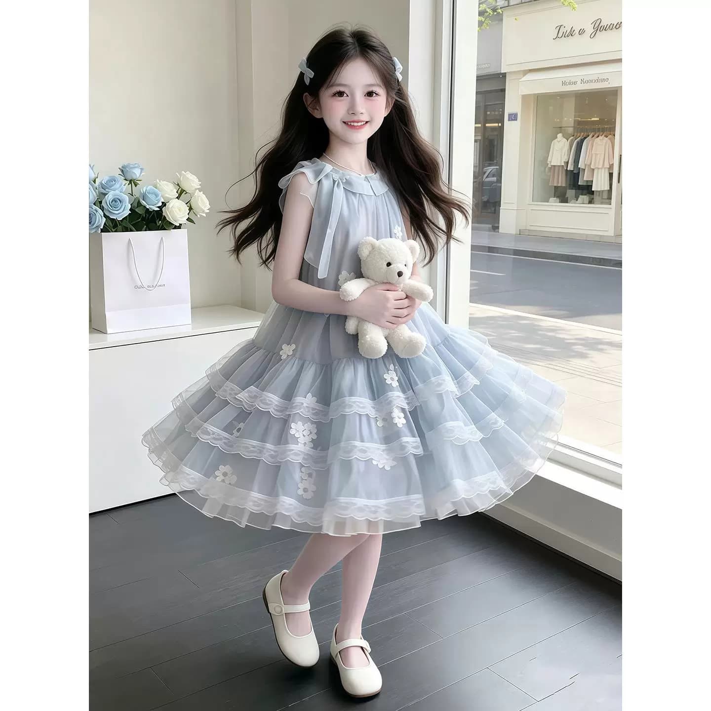 女童连衣裙夏季2026新款儿童洋气挂脖公主裙夏装女孩度假沙滩裙子 - 缩略图3