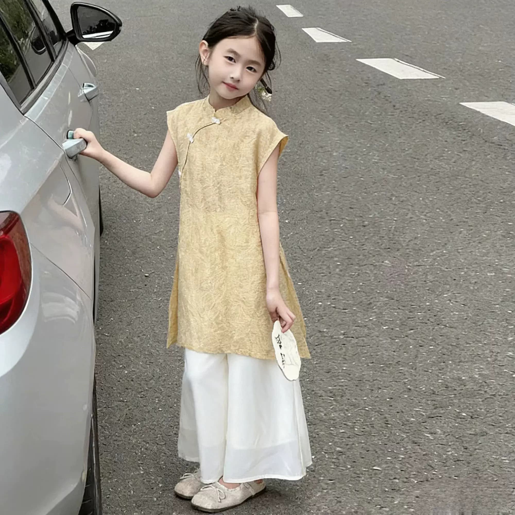 女童新中式汉服旗袍裙夏季2026新款中大童儿童女孩国风无袖连衣裙 - 缩略图4