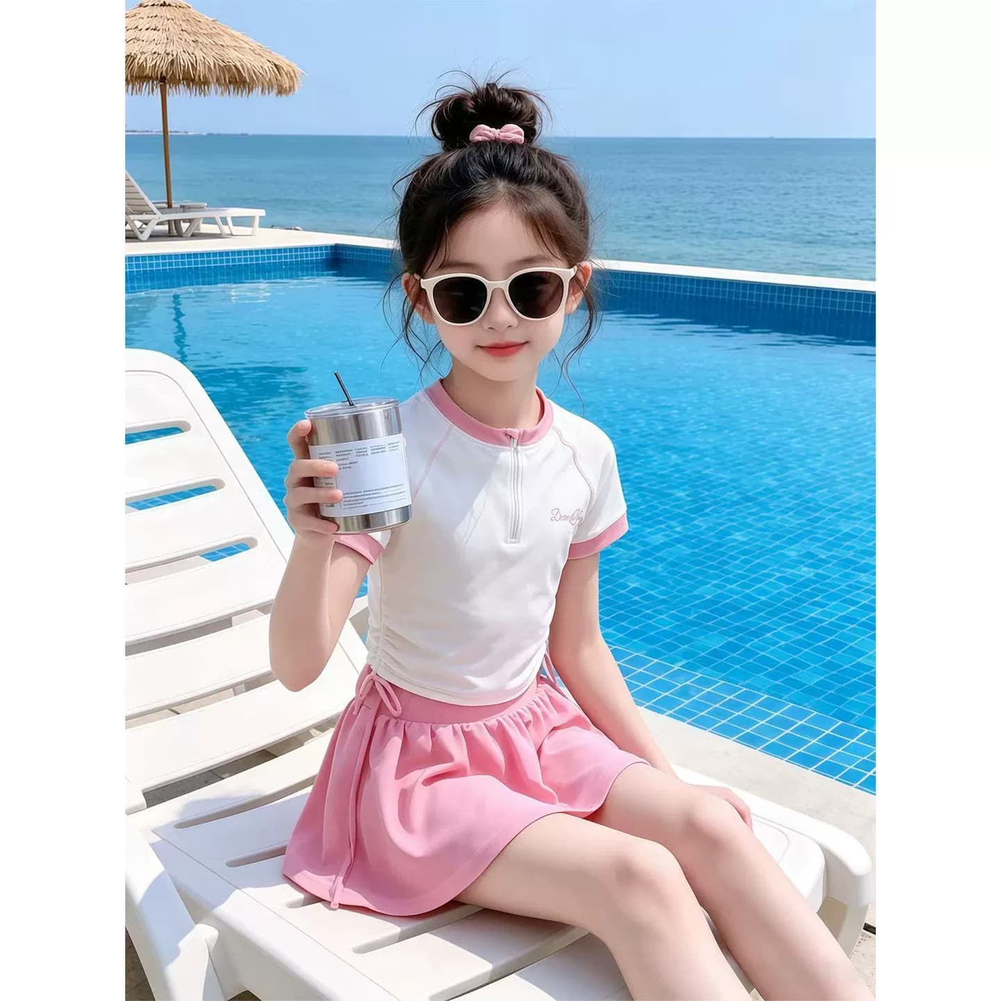 女童泳衣2026新款套装大童防晒专用游泳衣儿童夏季分体泳装带胸垫 - 缩略图3