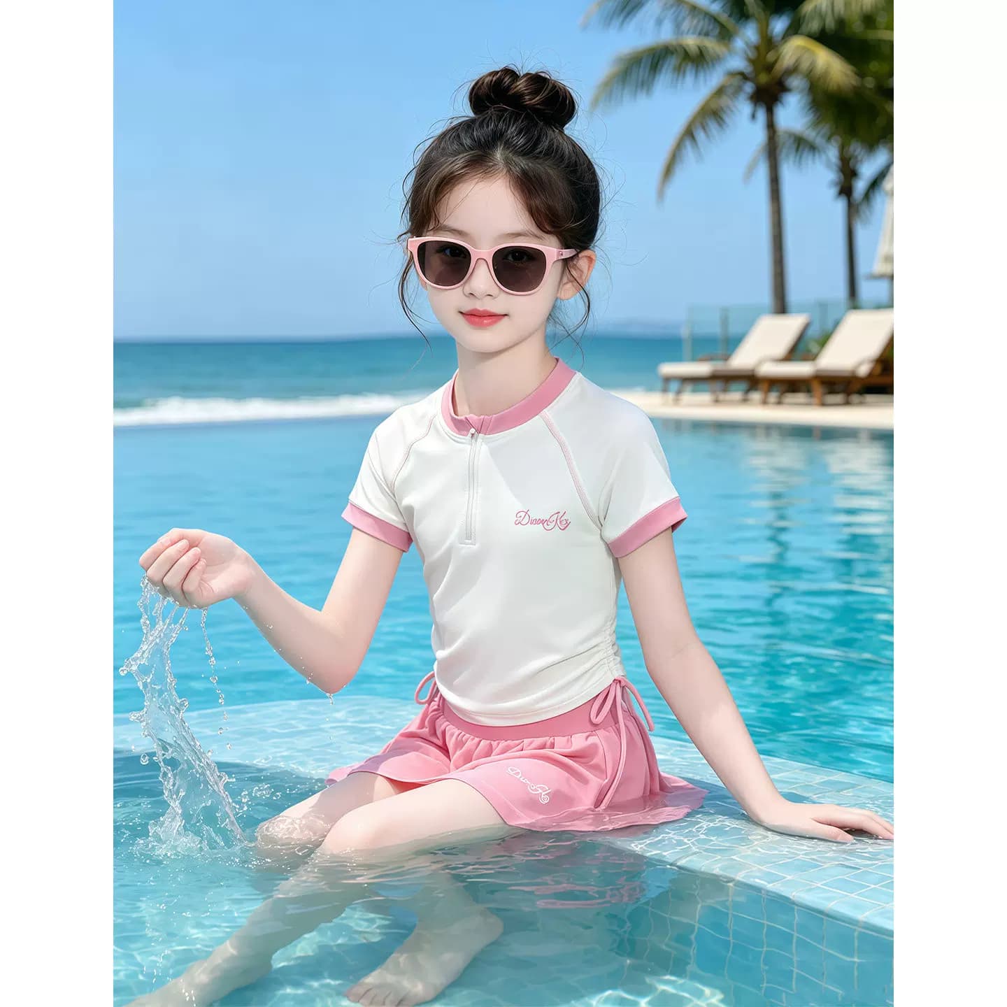 泳衣女儿童夏装2026新款儿童夏季绝美分体游泳衣女大童高级感泳装 - 缩略图5