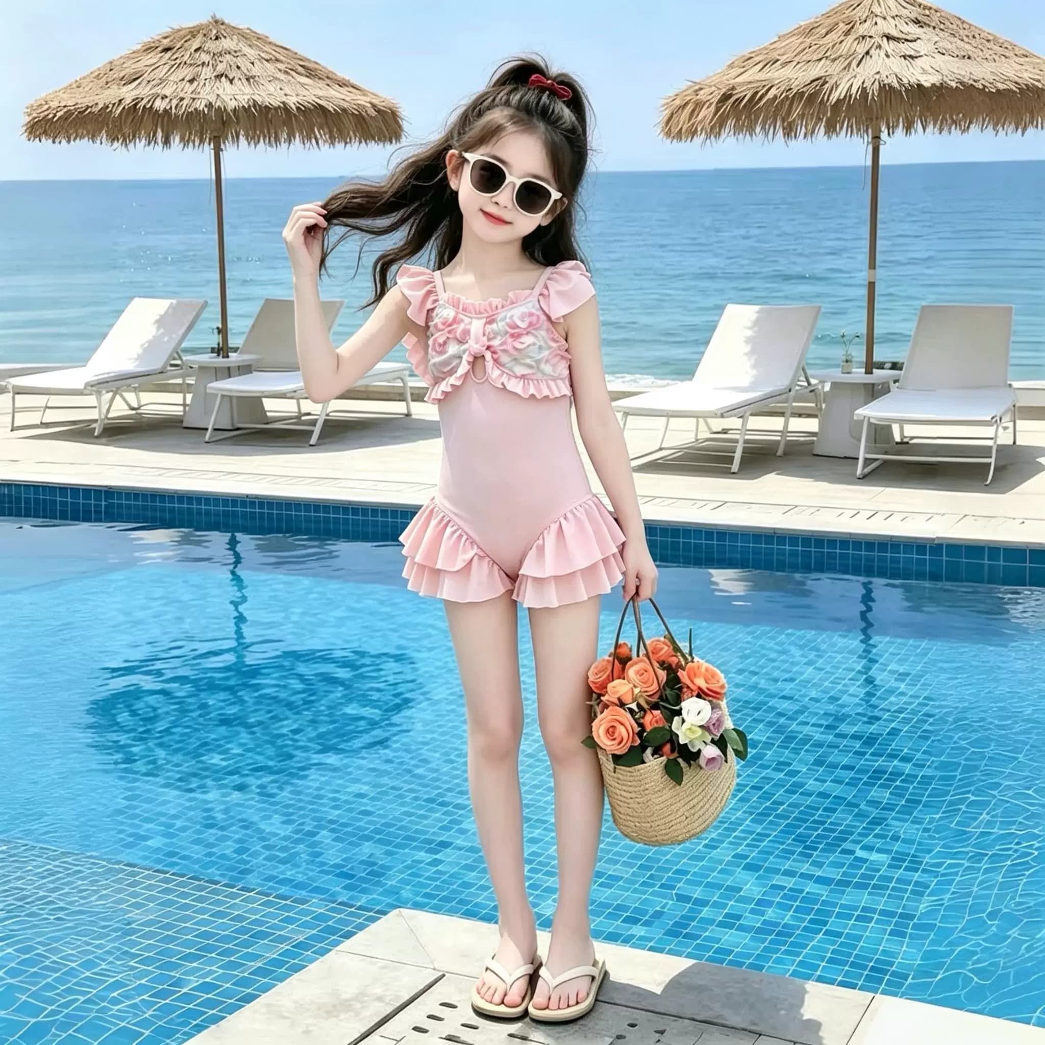 女童泳衣2026新款儿童洋气公主裙式游泳衣女孩大童夏季高颜值泳装 - 缩略图3