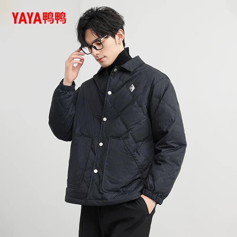 鸭鸭羽绒服男士2026年秋冬短款翻领简约时尚休闲衬衫领保暖外套A - 缩略图5