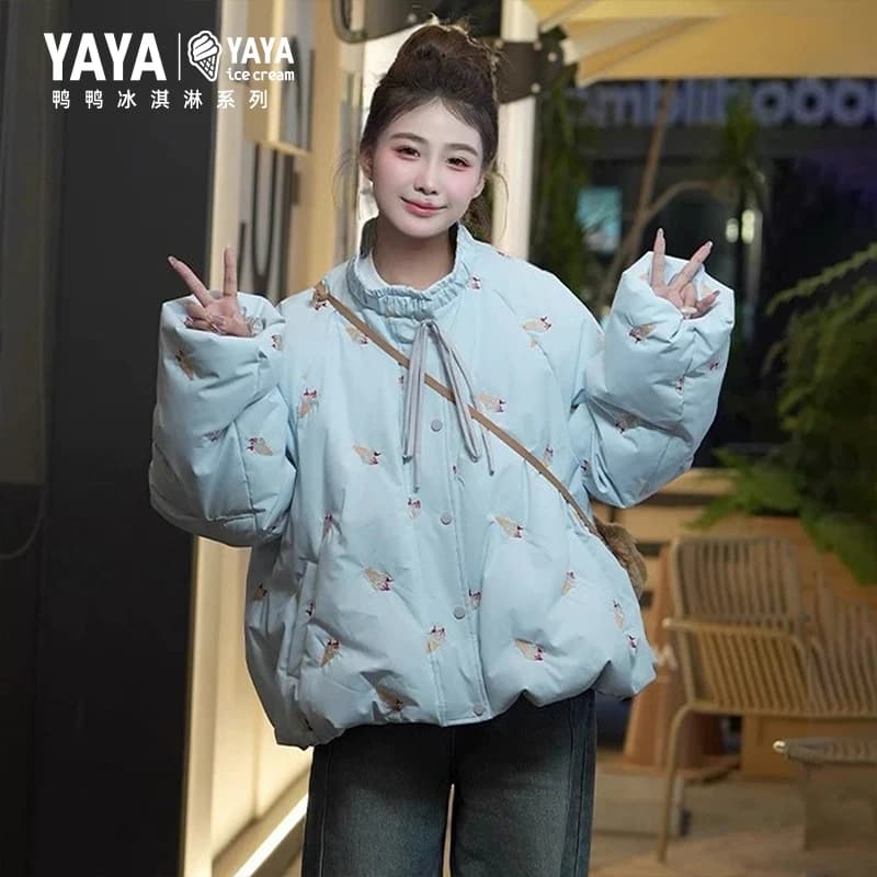【冰淇淋系列】鸭鸭羽绒服女2026年反季小个子保暖休闲短款外套J - 缩略图5