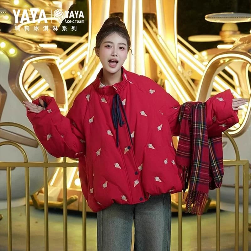 【冰淇淋系列】鸭鸭羽绒服女2026年反季小个子保暖休闲短款外套J - 缩略图4