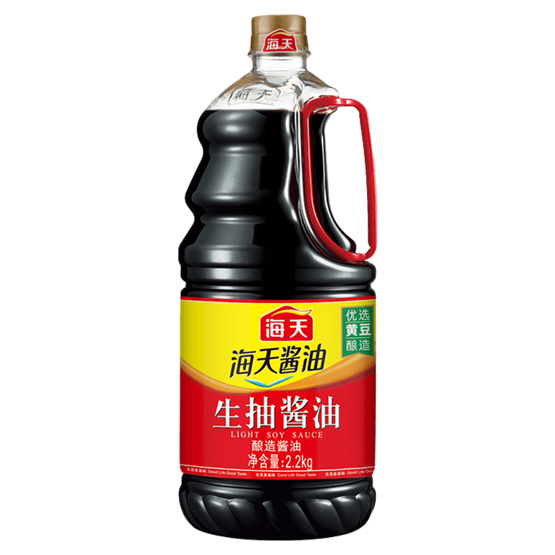 海天生抽酱油2.2kg优选黄豆酿造家用厨房炒菜烹饪