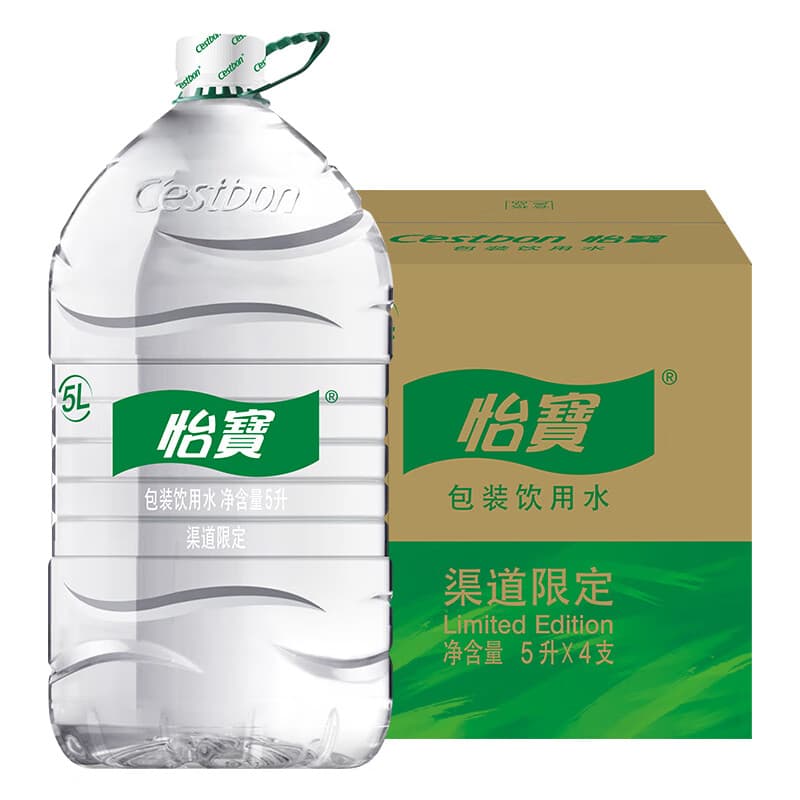 怡宝 天然水包装饮用水5L*4瓶 整箱装 渠道限定