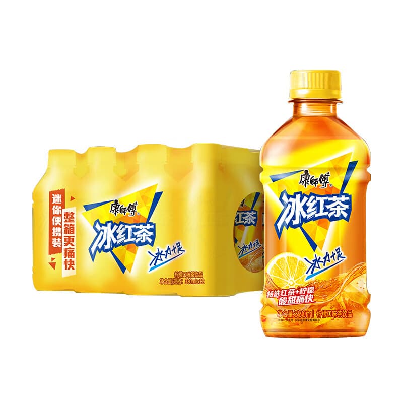 康师傅 冰红茶330ml*12瓶 柠檬红茶饮料饮品轻巧装整箱 热门商品