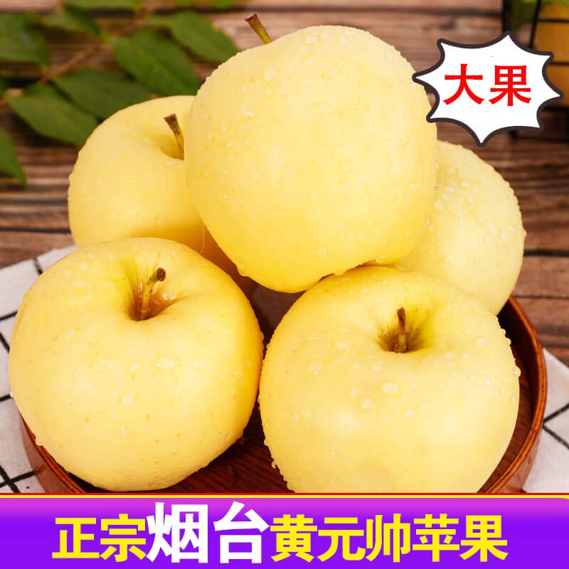 甜醉了 烟台苹果黄元帅粉面苹果黄金帅黄香蕉山东特产新鲜水果整箱生鲜 净重4.5斤75-80mm