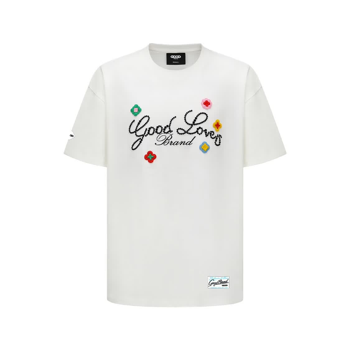 GBGOODBRAND 2025SS GOODLOVES立体刺绣标语轻奢时尚高级感短袖T恤 白色 * L