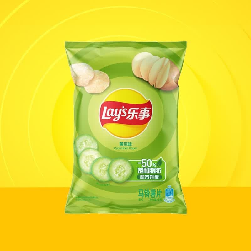 乐事（Lay's）经典/大波浪/奇多系薯片 玉米棒40g/50g 单袋装办公室休闲零食 清爽黄瓜味40g