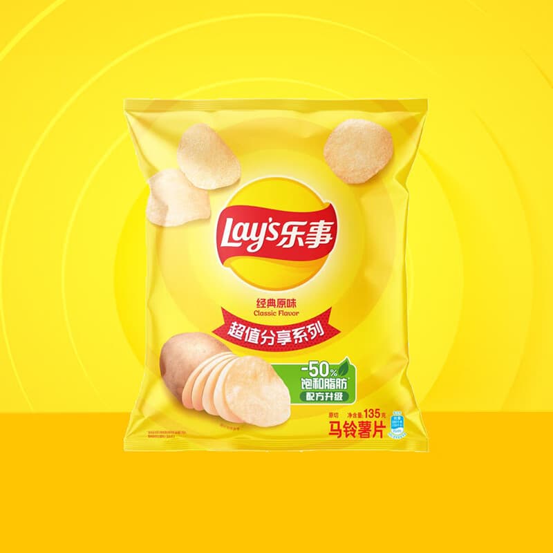 乐事（Lay's）薯片休闲零食膨化食品 135/104/90克经典原味零食 多种混合口味 经典原味135克