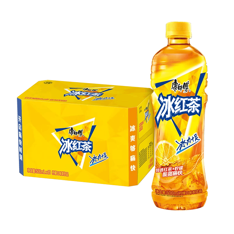 康师傅 冰红茶 柠檬味茶饮料 整箱量贩装 500ml*15瓶 热门商品
