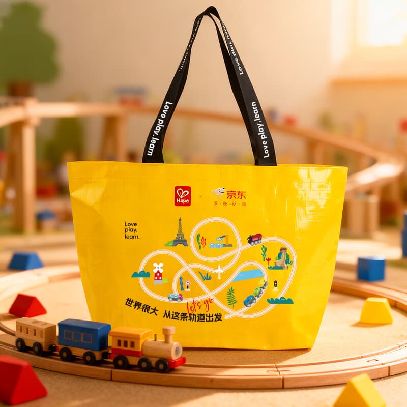 Hape火车轨道购物袋手提袋高级感礼品袋大号节日礼物E9455