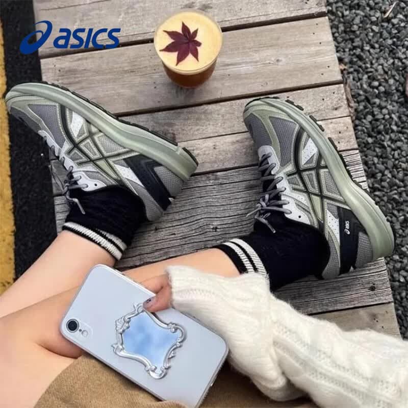 亚瑟士（asics） Jog 100s 复古百搭 网布人造革防滑 低帮 休闲跑步鞋 男女同款 1201A715-020 【灰绿色】 37