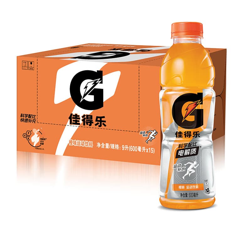 百事可乐佳得乐 GATORADE 补充电解质 运动饮料橙味600ml*15 整箱装