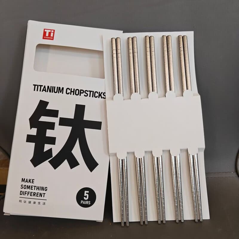 洋臣纯钛筷子家用高档结晶冰花筷抗菌防霉勺叉餐具批发防滑耐高温彩色 纯色钛结晶5双 5双
