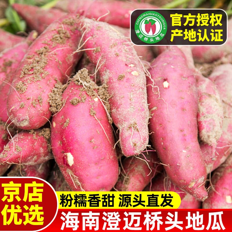 有鲜气海南澄迈桥头地瓜金手指板栗薯富硒红薯新鲜番薯山芋名门金时现挖 3斤（净重） 金手指果