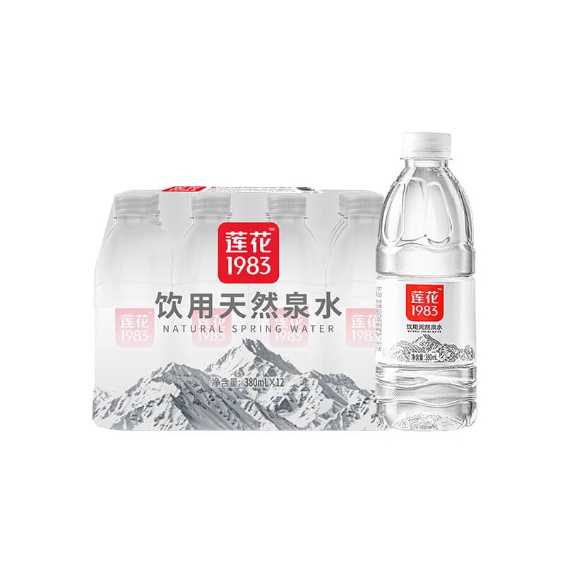 莲花饮用天然泉水380ml*12瓶整箱小瓶装泡茶水含矿物元素饮用水
