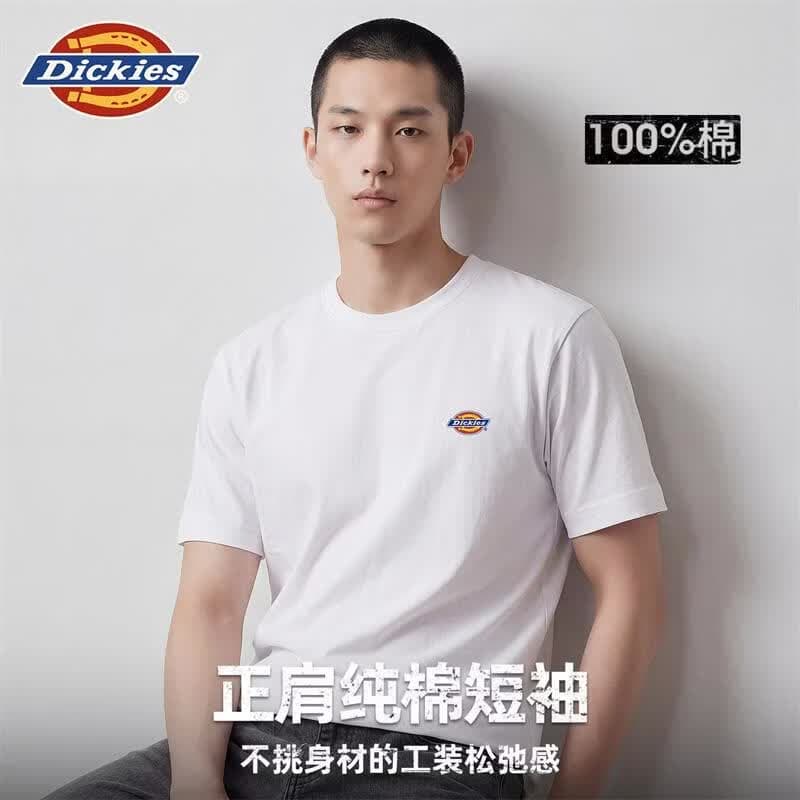 Dickies男士纯棉短袖睡衣夏季100%全棉百搭透气大码宽松运动polo衣打底衫 白色 100%全棉 XL 适合体重125-140斤