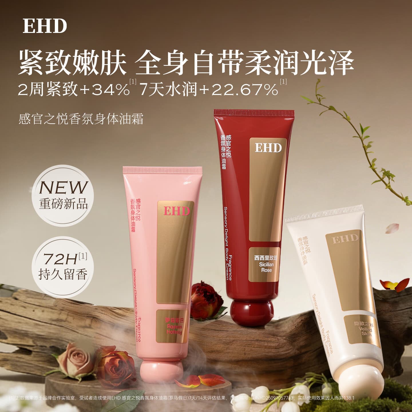 EHD感官之悦香氛身体乳保湿霜以油养肤柔润保湿留香舒缓伪体香官方 【试用装】西西里玫瑰30g*1
