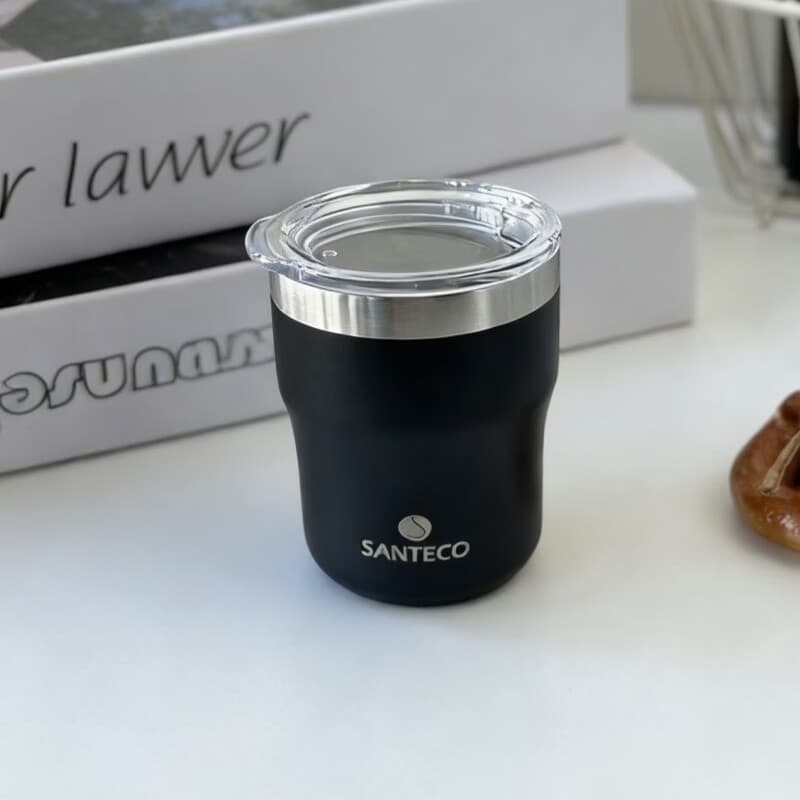 哈尔斯（HAERS）咖啡杯高颜值不锈钢便携随行生日礼物保温杯 黑300ml