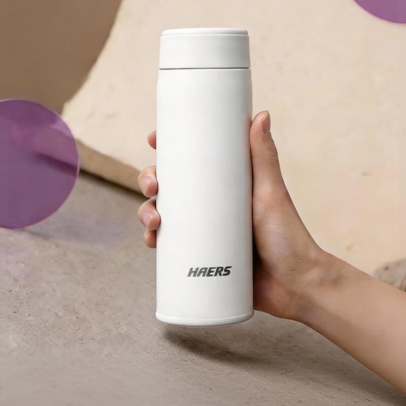 哈尔斯（HAERS）全钢保温杯水杯男女学生316不锈钢杯子 珠光白350ml