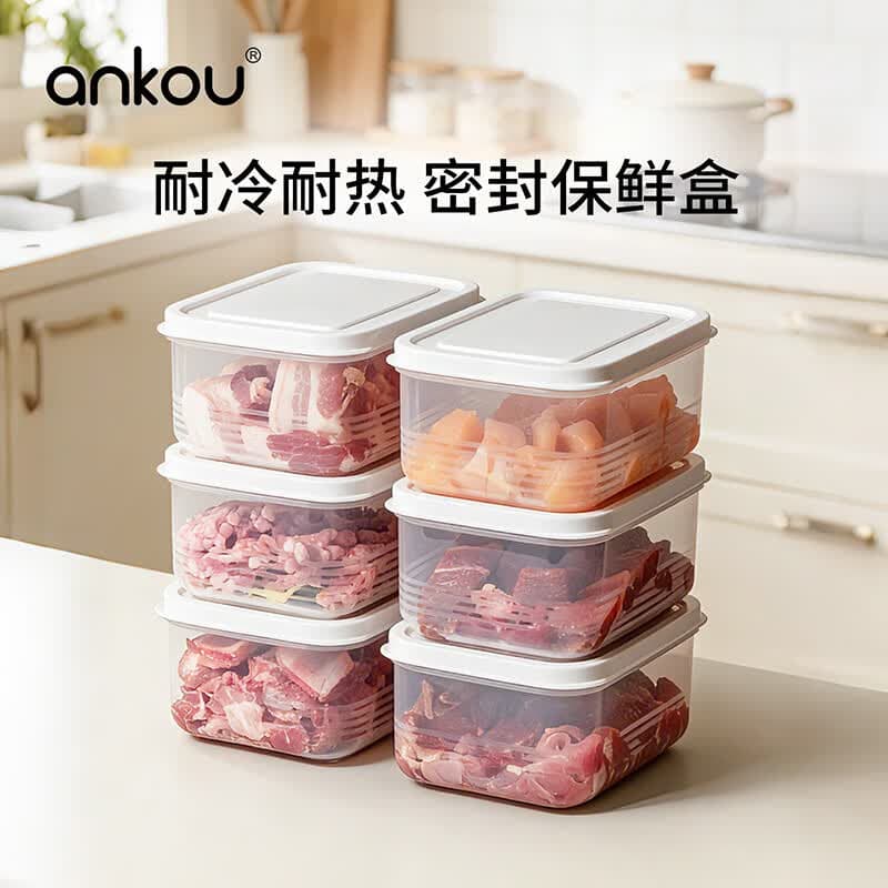 安扣保鲜盒饭盒微波洗碗机可用零食水果便当盒餐盒厨房收纳盒储物盒子 【3件套】650ml+1300ml+2200ml