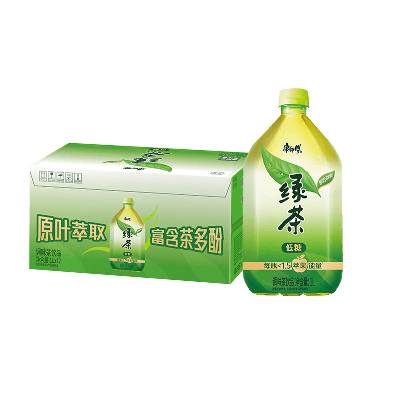 康师傅绿茶1L*12瓶 低糖茶饮料饮品大瓶饮料 整箱装