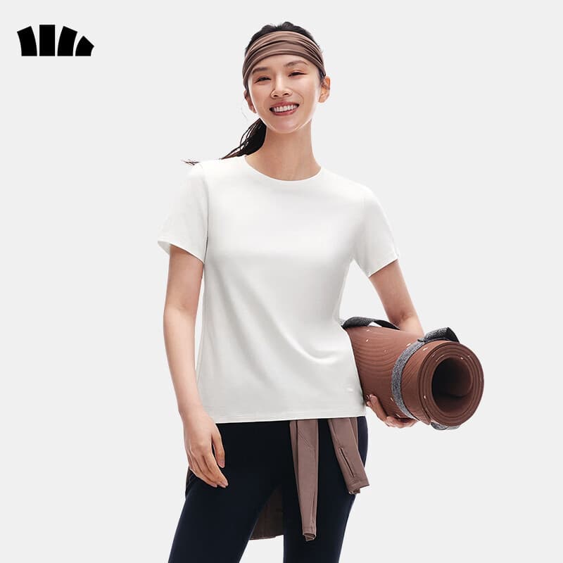蕉下（beneunder）白t恤女短袖正肩打底衫棉吸汗春装内搭高档百搭CT005霜奶白M