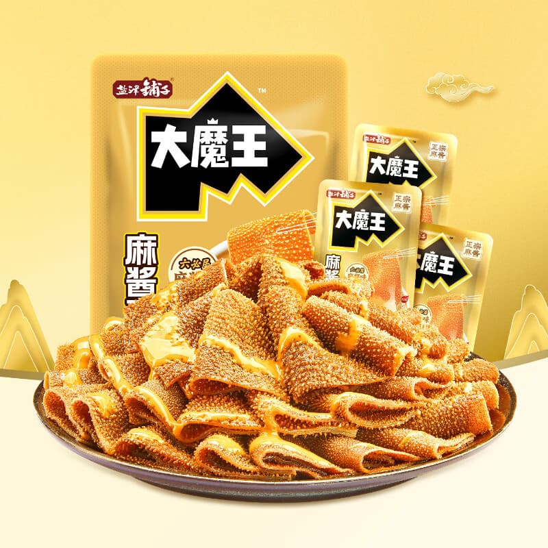 盐津铺子大魔王魔芋麻酱素毛肚大片火锅味解馋零食小吃休闲食品辣味 【约20包原味】经典麻酱味180g