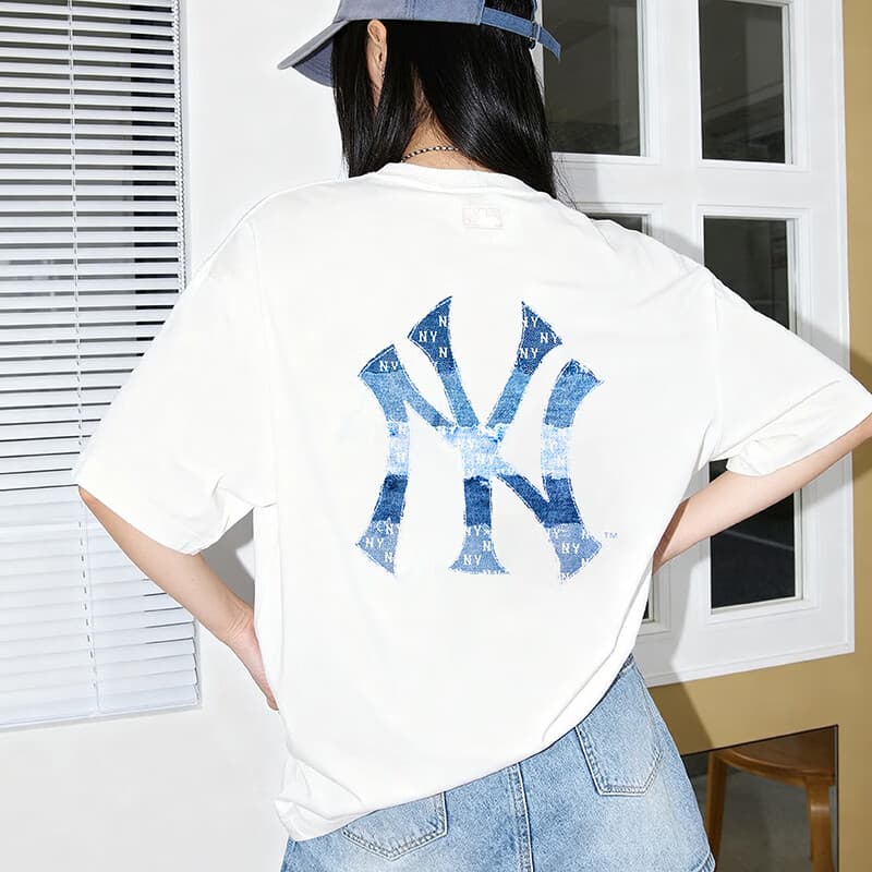 MLB官方 棉T恤男女装2026夏季新款运动上衣复古老花半袖宽松休闲短袖 奶油色/NY 防晒 XL 180/100A
