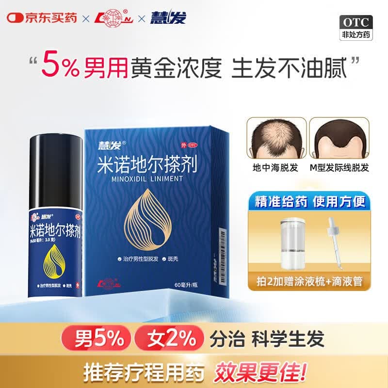 鲁南慧发 米诺地尔搽剂 5％60ml脱发严重男专用防脱生发固发斑秃发际线增长液洗发水脱发白发酊搽剂泡沫凝胶