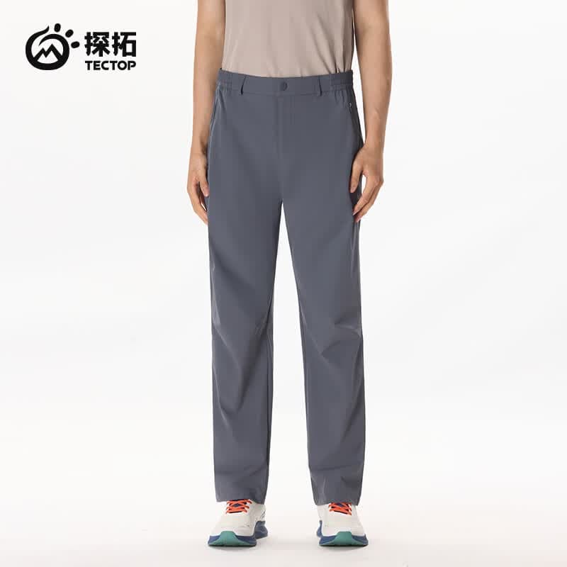 探拓（TECTOP）软壳裤男女春夏防泼水透气快干登山徒步长裤 男款极光灰 L