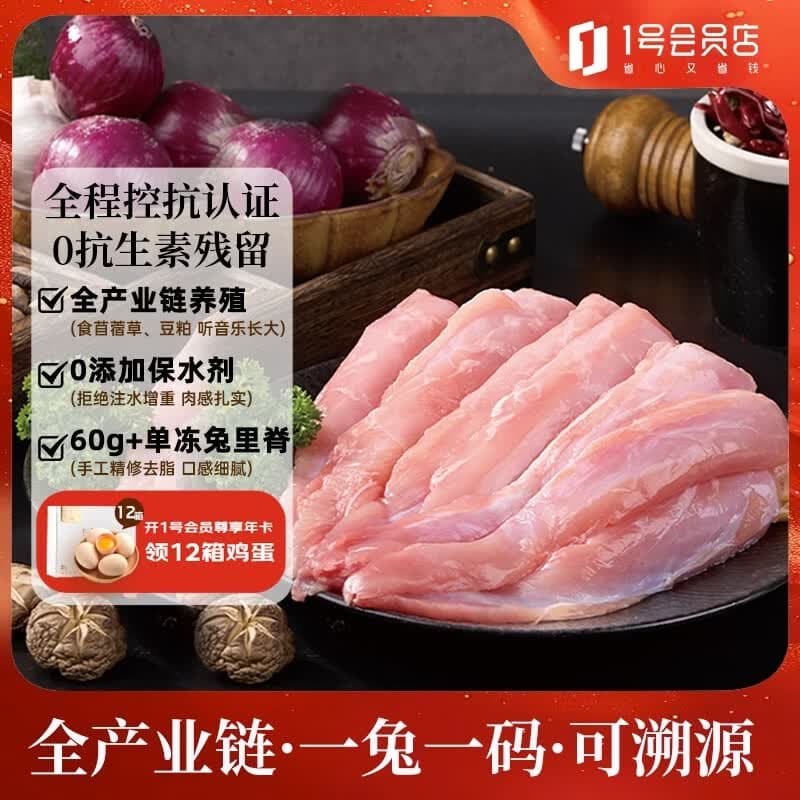 1号会员店（One's Member）全程控抗兔里脊 净重2斤 0保水剂出口品质活兔肉现杀速冻手工分割