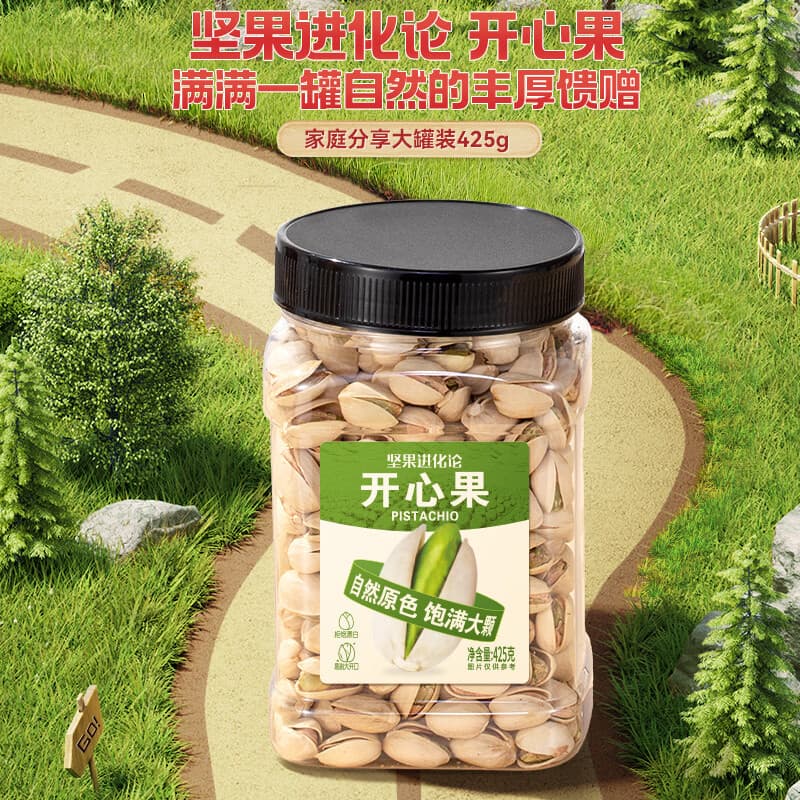 坚果进化论罐装开心果425g自然原色大颗粒易剥坚果炒货零食盐焗味 开心果425g