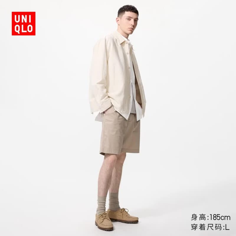 优衣库弹力舒适短裤男装女装/起居裤26春夏新款481582 476081 481582/31米色 L