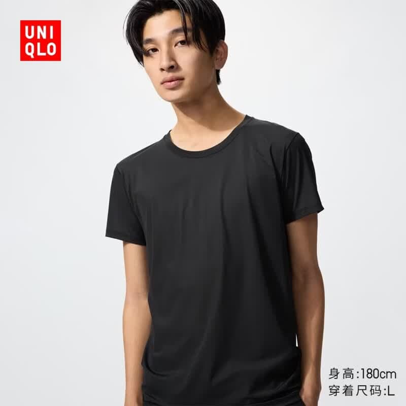 优衣库AIRism网眼圆领T恤/短袖男装26春夏新款487607 09 黑色 XL