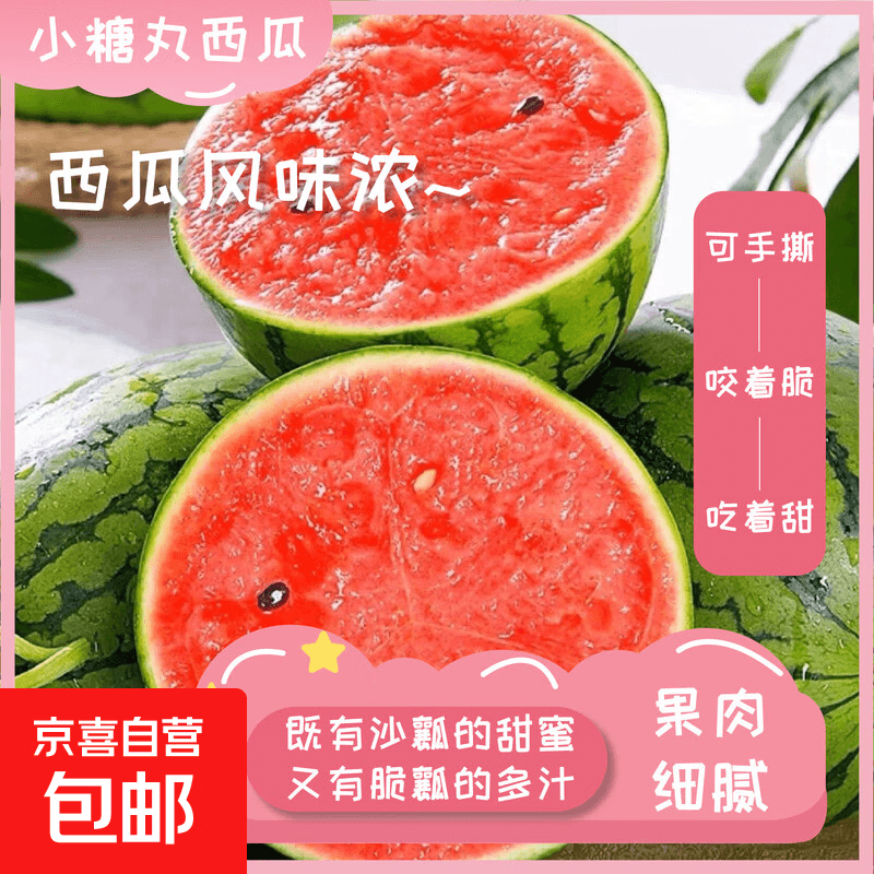 正宗2k超甜手剥小糖丸小西瓜新鲜采摘应季新鲜采摘西瓜水果 带箱1.5-2斤