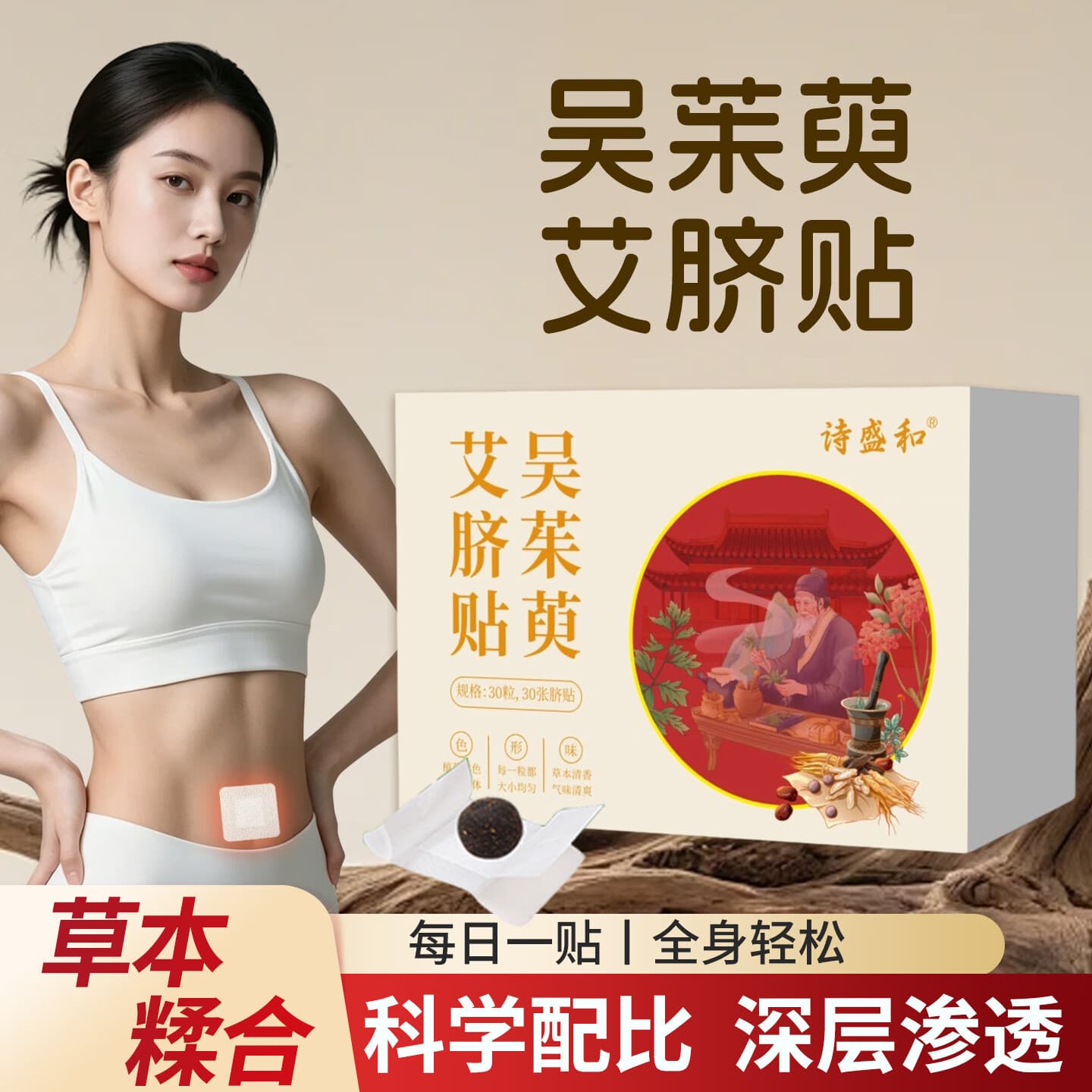 【正品保证】吴茱萸贴肚脐贴涌泉真材实料肉桂花椒美护贴 【无效包退】 30贴*1盒 【全身轻松】99%用户给出好评