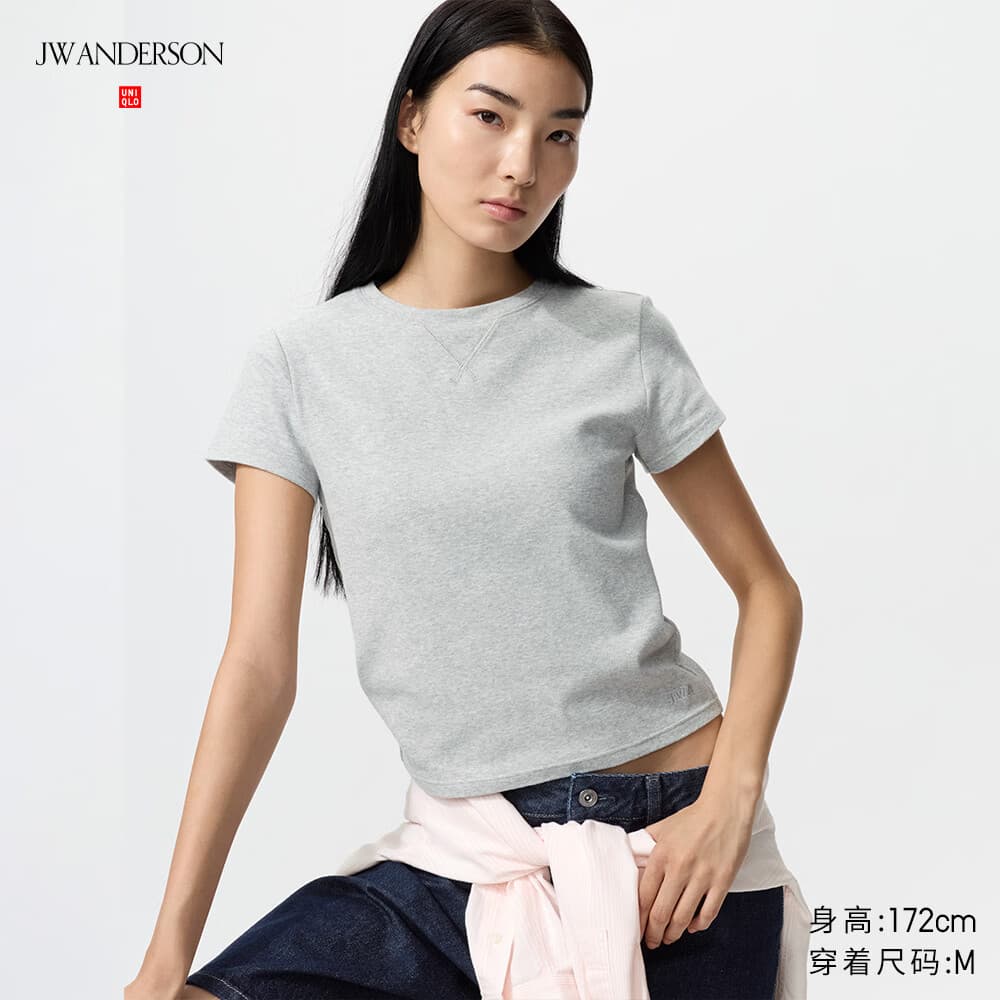优衣库圆领短T恤/短袖女装/合作款484001 03 灰色 L
