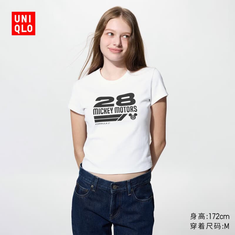 优衣库Disney x F1® UT/短袖T恤女装印花T恤489252 00 白色 L