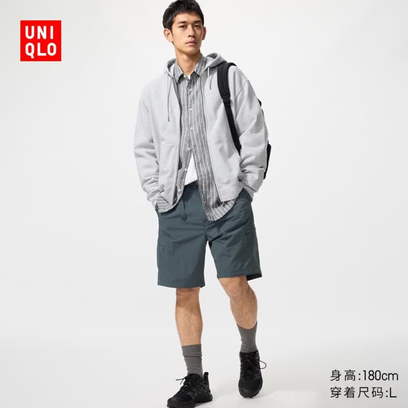 优衣库尼龙休闲短裤男装女装工装裤子户外宽松482937 488371 488371/08深灰色 L